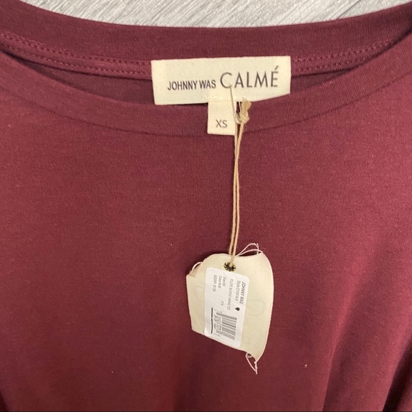 Johnny Was | Bell Sleeve Pom Pom Trim Top Wine XS - Picture 6 of 9